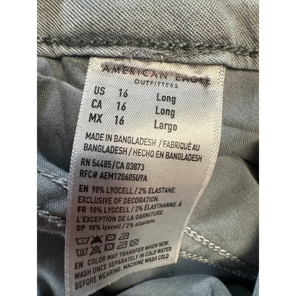 American Eagle Cargo Pants Womens Sz 16 Gray Wide Leg Utility Pockets Casual Y2K